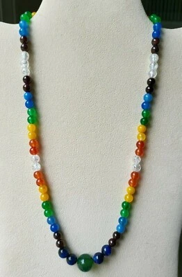 Multi Gemstone Rainbow Bead Necklace in Platinum Over Sterling Silver 20 Inches - Image 1 of 2