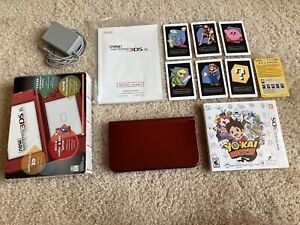 New Nintendo 3DS XL Red-001 With Box, Manual, Charger, Game, AR Cards, Stylus