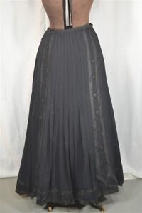 skirt black Edwardian/Victorian pleated waist 32 long original 19th c antique