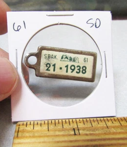 1961 South Dakota 21 1938 DAV Mini License Plate tag key chain Disabled Am Vet - Picture 1 of 2