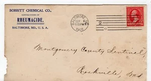 1902 BOBBITT CHEMICAL CO BALTIMORE MD-ROCKVILLE MONTGOMERY SENTINEL*REUÁCIDO - Imagen 1 de 2
