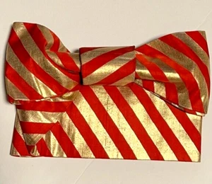 VINTAGE JAPANESE Kimono OBI SASH Belt SILK GEOMETRIC JAPAN Red Gold Hanhaba - Picture 1 of 4