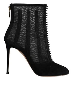 Dolce & Gabbana Malla Negra Tacón de Aguja Botines Mujer Zapatos Originales - Imagen 1 de 6