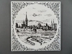 Azulejos alemanes KPM colgante de pared 4,25" aprox. Azulejos cuadrados de cerámica LOHR Scenery - Imagen 1 de 4