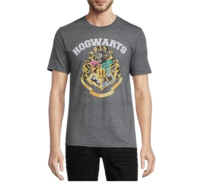 Harry Potter Hogwarts Distressed School Crest Logo & Motto Men’s Graphic T-Shirt - Image 1 of 2