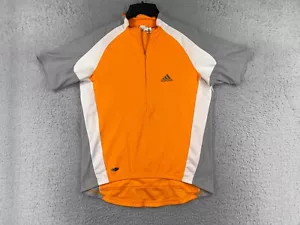 Adidas Cycling Jersey Adult Medium Orange Gray 1/2 Zip Three Stripe Polyester - Picture 1 of 11