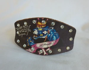 Pulsera Don - Ed Hardy Designs Cuero Joyas Coronado Vendado Gran Gato Azul - Imagen 1 de 10