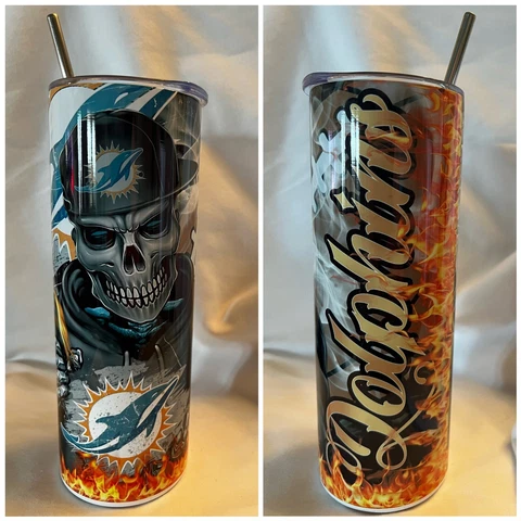 Miami Dolphins Skeleton 20 oz Tumbler Cover