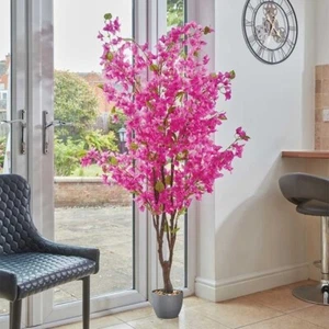 Artificial Cherry Blossom Tree 140cm Fake Pink Flowers Large House Plant Home - Picture 1 of 24