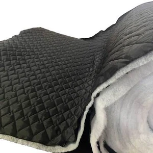 DOUBLE SIDED QUILTED FABRIC BLACK 2OZ Waterproof Soft Jackets Dress PET BEDDING - Picture 1 of 7