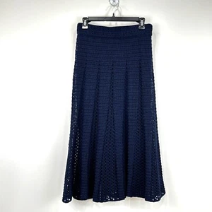 Vince Skirt Women's XS Navy Godet Crocheted Midi Organic Cotton Italy - Picture 1 of 10