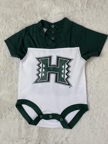 University of Hawaii Warriors Infant Pajamas Green Outfit Size 6-9 Months Jersey Cover