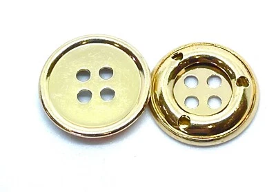 19mm X 5pcs Gold Round Metal 4 Hole Button Shiny Gold Light Weight - Image 1 of 4