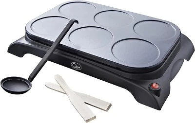 Pancake Maker and Grill Mini 6 Non-Stick Moulds Accessories Included Quest - Image 1 of 4