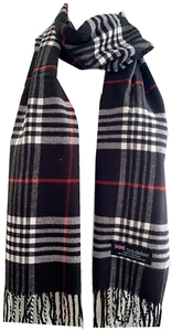 New Winter Womens Mens 100% Cashmere Wool Wrap Scarf Plaid Scarves Black (#06) - Picture 1 of 4