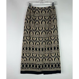 Talbots 100% Pure Silk Fairy Grunge Geometric Lines Straight Long Skirt Size 8 - Picture 1 of 10