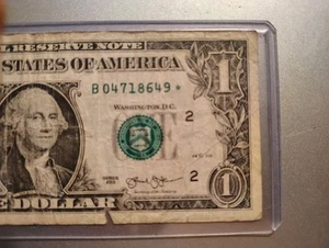 B 04718649 Series 2013 $1 Dollar Bill Duplicate Star Note Fort Worth - Picture 1 of 3