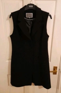 Ladies Next Black Sleeveless Jacket Long Waistcoat Lined Size 8 - Picture 1 of 8
