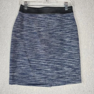 Gonna Ann Taylor Petite 2P blu navy bianca foderata a nastro matita ufficio carriera - Foto 1 di 12