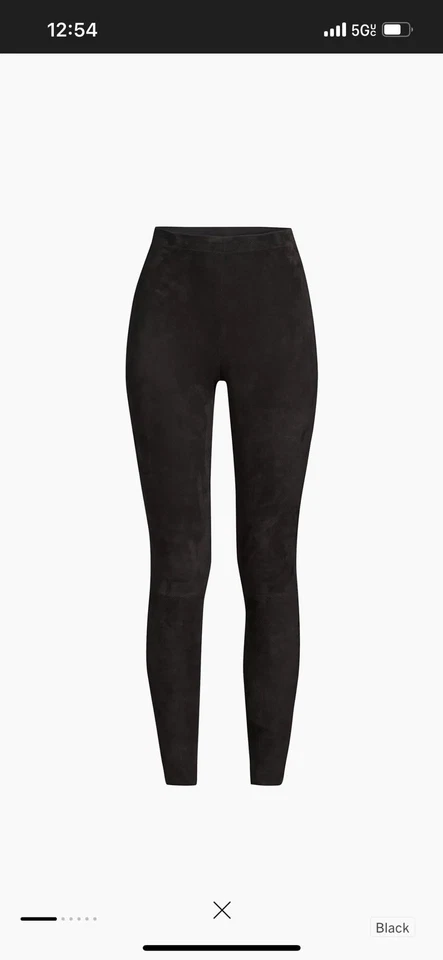 Pantalones Alice + Olivia Piel de Cordero Negro Gamuza Cuero Capa Base Cremallera Lateral Talla 2 Foto 1 de 4