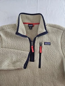 Patagonia Pullover Boys' XXL 16-18 El Kap Khaki Retro Pile Fleece 1/4 Zip - Picture 1 of 18
