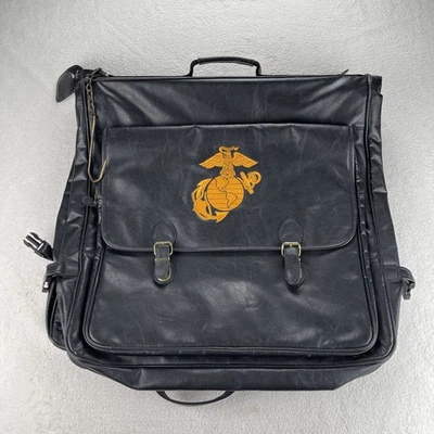 US MARINE CORPS EAGLE CUERO ROPA UNIFORME NEGRO BOLSO PLEGABLE RARO DE COLECCIÓN USMC Foto 1 de 4