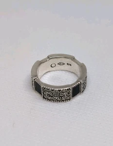 Amazing Judith Jack 925 Sterling Silver Black Onyx Inlay & Marcasite Ring Size 6 - Picture 1 of 10