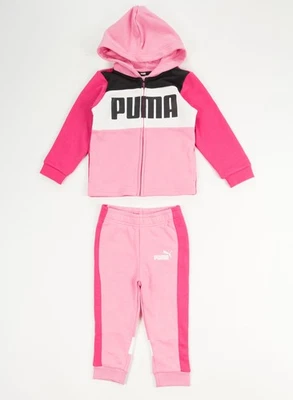 TUTA PUMA COMPLETA CON CAPPUCCIO BAMBINA 682116 28 ROSA ZIP DA 6/9 M A 3/4 ANNI - Immagine 1 di 2