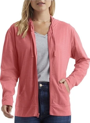 Sudadera con Capucha Hanes Slub Tejida Para Mujer XXL Rosa Salobre Cremallera Completa 100% Algodón Nueva Sin Etiquetas  Foto 1 de 4