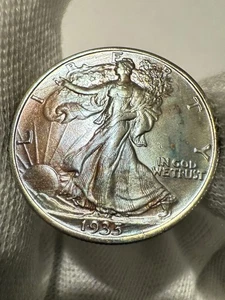 1935 Walking Liberty Half Dollar, Gem Lustrous BU+ High Grade Toned - Picture 1 of 2