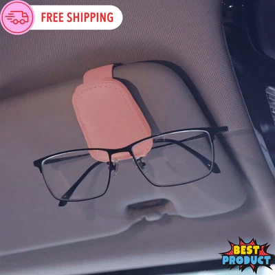 Sunglasses Holders for Car Sun Visor Universal Magnetic Leather Sunglasses Clip - Image 1 of 4