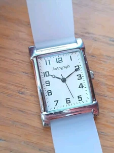 Autograph by Marks& Spencer quartz rectangular silver tone silicone strap watch - Picture 1 of 10