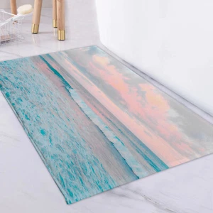 Nature Pink Cloud Blue Ocean Area Rug Play Carpet Living Room Floor Beach Mat - Picture 1 of 11