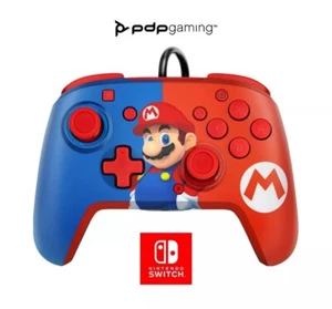 PDP Faceoff™ Deluxe+ Wired Nintendo Switch Controller Red & Blue Mario NEW - Picture 1 of 7