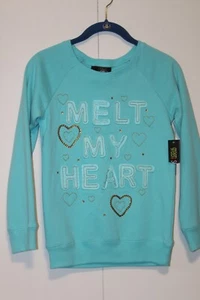 Green Soda Girl Sequin Sweatshirt Pullover Sweat Shirt Size L (10-12) - Picture 1 of 6