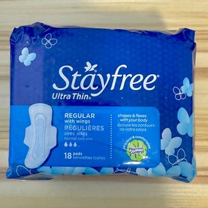 STAYFREE CUSCINETTI REGOLARI ULTRA SOTTILI CON ALI 18 CONTEGGI NUOVI FEMMINILI - Foto 1 di 1