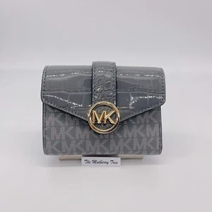 Cartera Michael Kors Carmen Md Sobre Solapa Logo Cocodrilo Cuero Repujado Billetera - Imagen 1 de 8