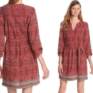 LUCKY BRAND size 2X Mitchell Border Print Chili Paisley Boho shift Dress Women’s - Picture 1 of 14