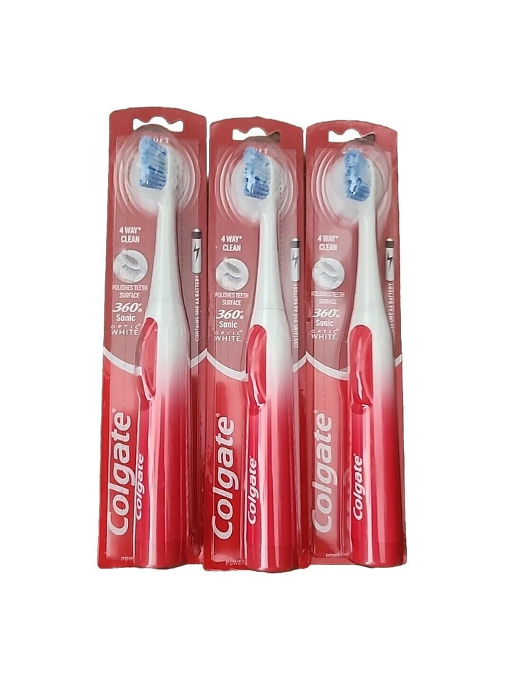 Colgate 360 Sonic Optic White Battery Operated Toothbrushes Red/White Soft 3 Pac - Image 1 of 1