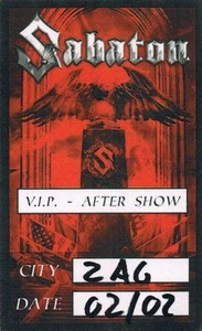 SABATON 02.02.2015. ZAGREB CROACIA - V.I.P. AFTER SHOW - BACKSTAGE PASS - Imagen 1 de 1