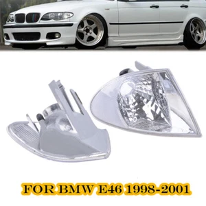 2pcs Clear Corner Parking Signal Lights for 1999-2001 BMW E46 3-Series Sedan - Picture 1 of 6