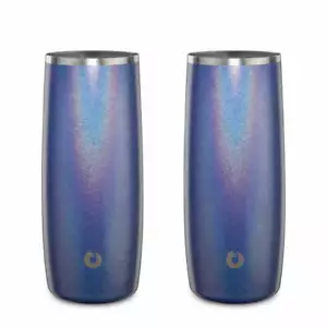 SNOWFOX Stainless Steel Highball Cocktail Glass Set, Set of 2 - Shimmer Blue - Picture 1 of 3