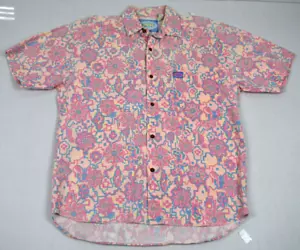 Hawaiian Shirt VTG 80s Pacific Coast Highway Pink Psychedelic Surf Shirt S/M - Picture 1 of 10
