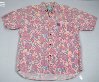 Camisa Hawaiana De Colección Talla S/M Años 80 Costa del Pacífico Carretera Rosa Psicodélico Surf Foto 1 de 4