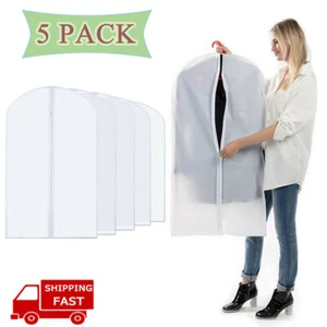 5 Pack Hanging Garment Bags Moth-Proof Full Zipper Closet Storage Dust Cover Bag - Picture 1 of 8