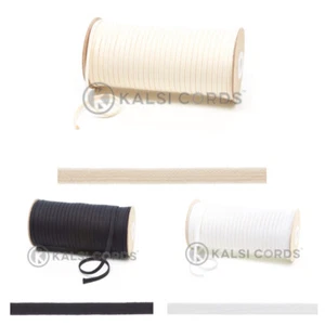 6mm FLAT COTTON TUBULAR BRAID THIN HOLLOW DRAW STRING DRAW CORD ORGANIC UK - Picture 1 of 7