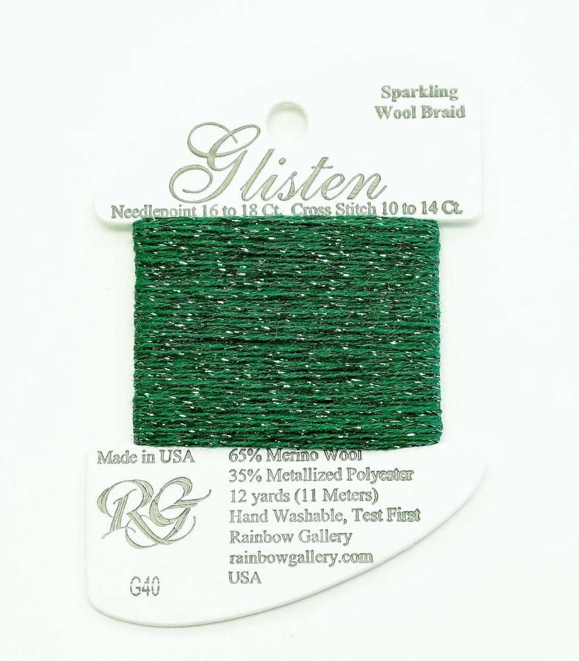 GLISTEN Sparkling Braid #40 Pine Green  Needlepoint Thread by Rainbow Gallery - Image 1 of 1