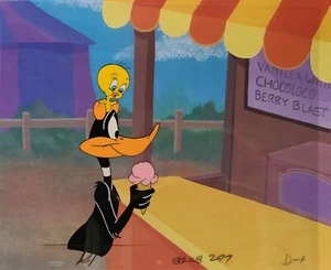 Warner Bros. Daffy Duck and Tweety Original Production Cel w/Matching Drawing - Picture 1 of 2