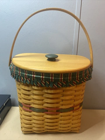 LONGABERGER Basket Green 1998 WINTER WISHES Holiday Hostess Lid Liner Protector Cover