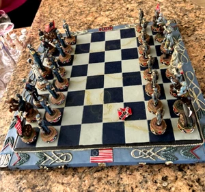 Chess set Stone figures Civil War Confederate Union very heavy READ description - Picture 1 of 13